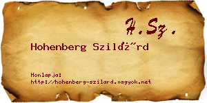 Hohenberg Szilárd névjegykártya